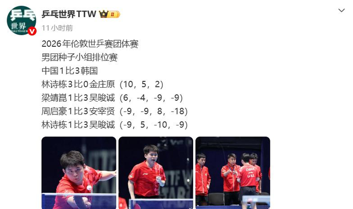 国乒女团横扫对手晋级淘汰赛 男团两连败仍稳扎